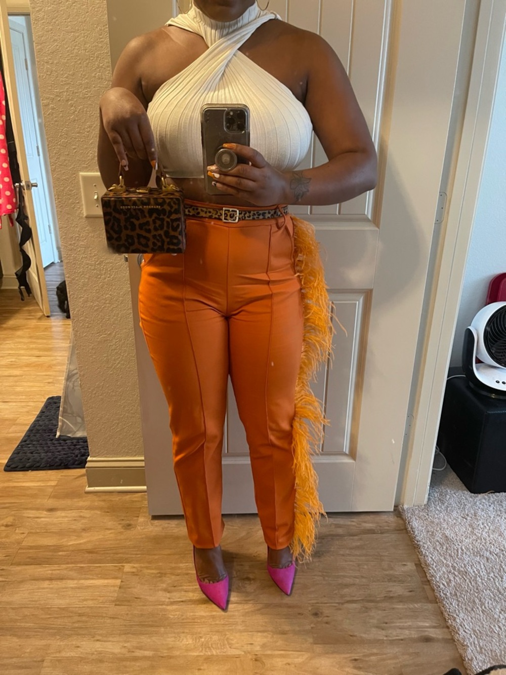 Orange Hanifa Fringe Trouser